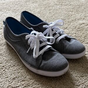 Gray Canvas Sneakers with White Laces